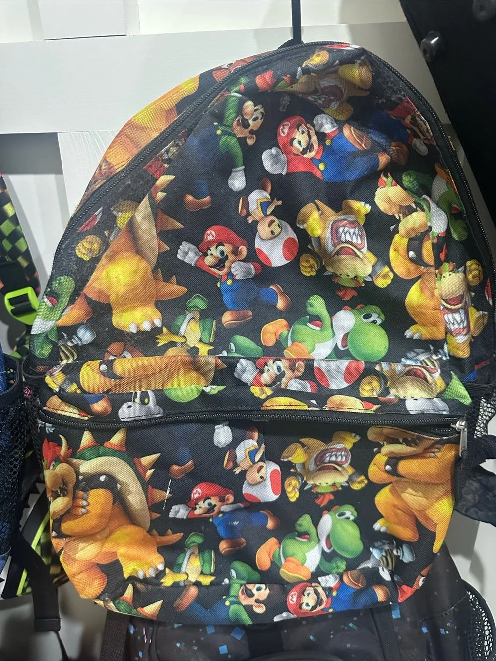 Mario Super Mario Characters Black Printed Backpack - Unbranded